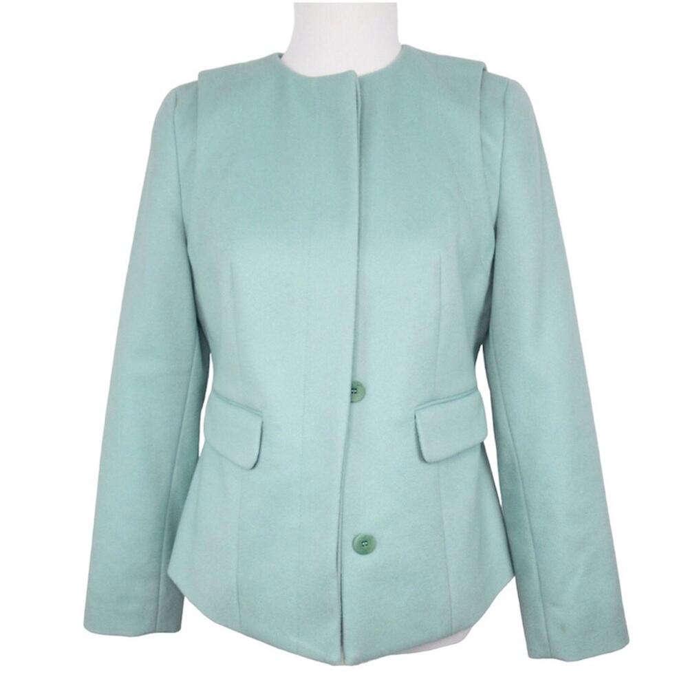 DONCASTER Wool Blend Blazer Light Blue Button Front Jacket Women’s Size 6